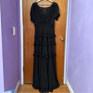 Elegant Black Lace Trim Dress